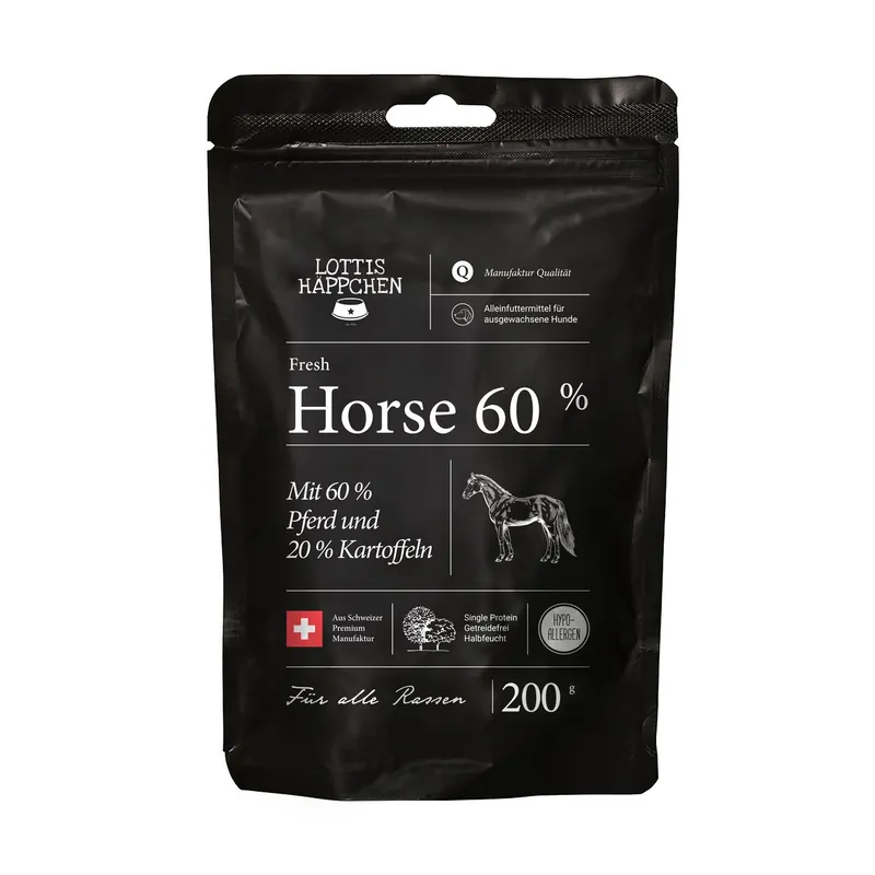 Angebot Sparpaket 2 x 200 g Lottis Häppchen Fresh Horse 60 % Hunde Trockenfutter